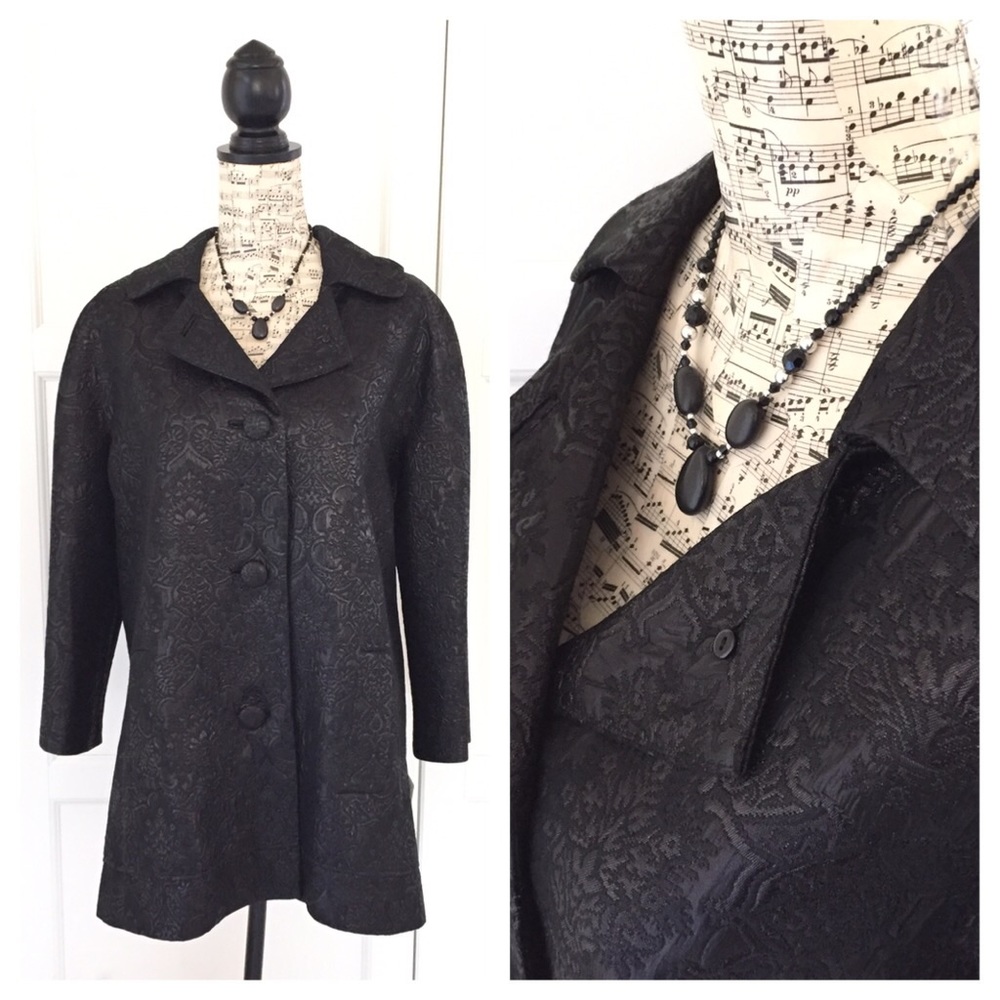 Badgley Mischka Black Jacquard Jacket Size 10 NWT